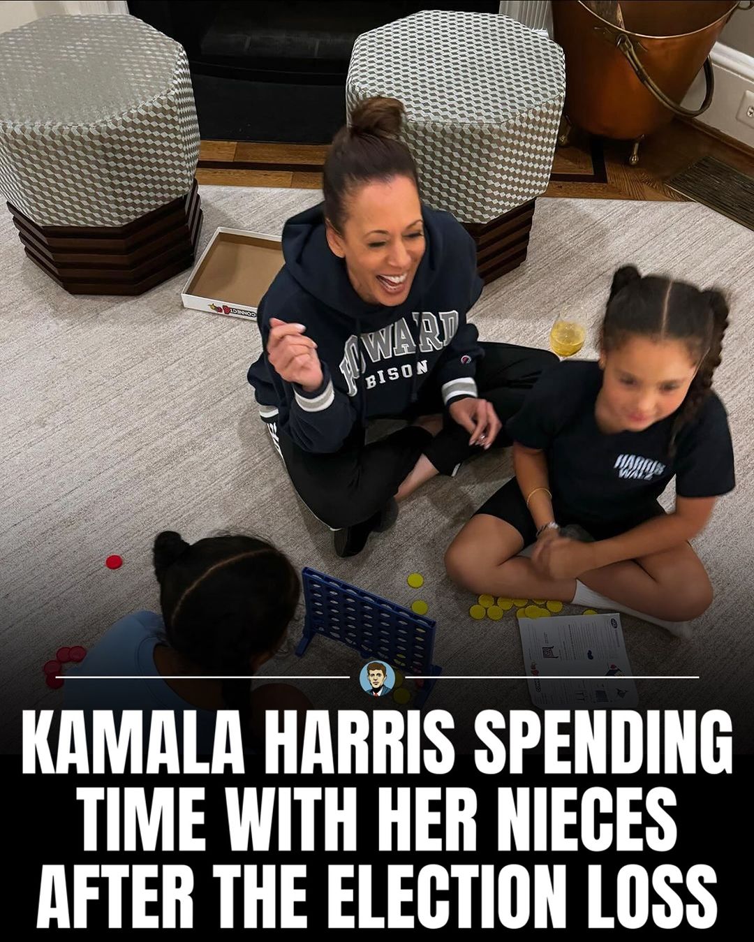 They finally found hiding Kamala playing games with her nieces and drinking